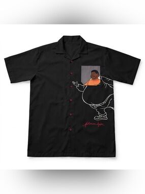 Vintage Platinum FUBU Fat Albert Button Up Shirt Mens L Black Y2K Hip Hop